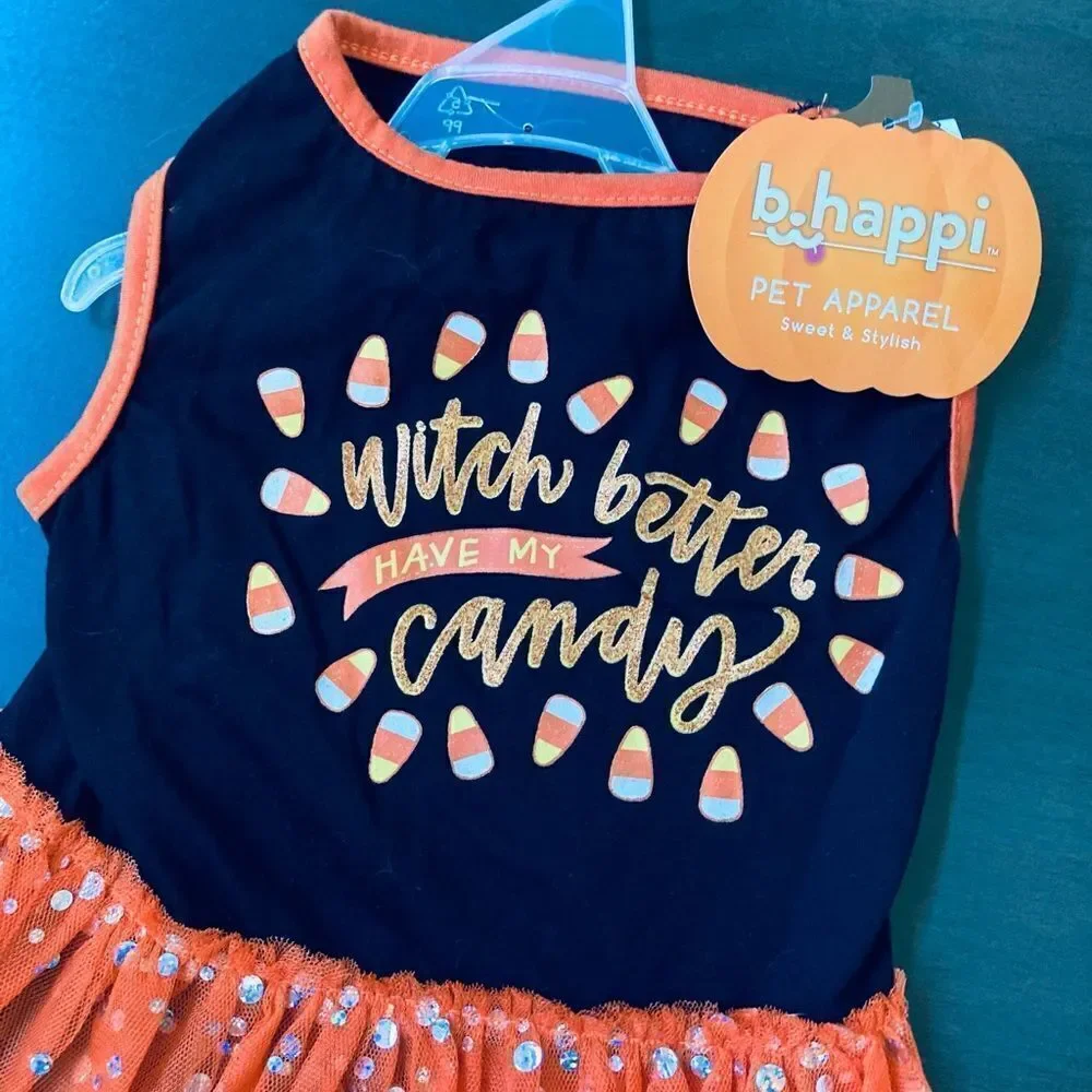 Halloween Witch Candy Corn Fall Dog Pet Costume Dress